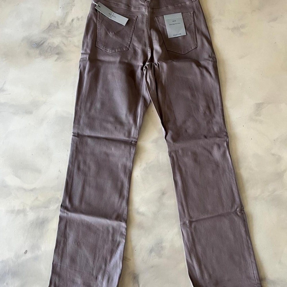 Hudson Jeans Coated Waxed Denim Straight Leg Dark Tan NWT Sz 26